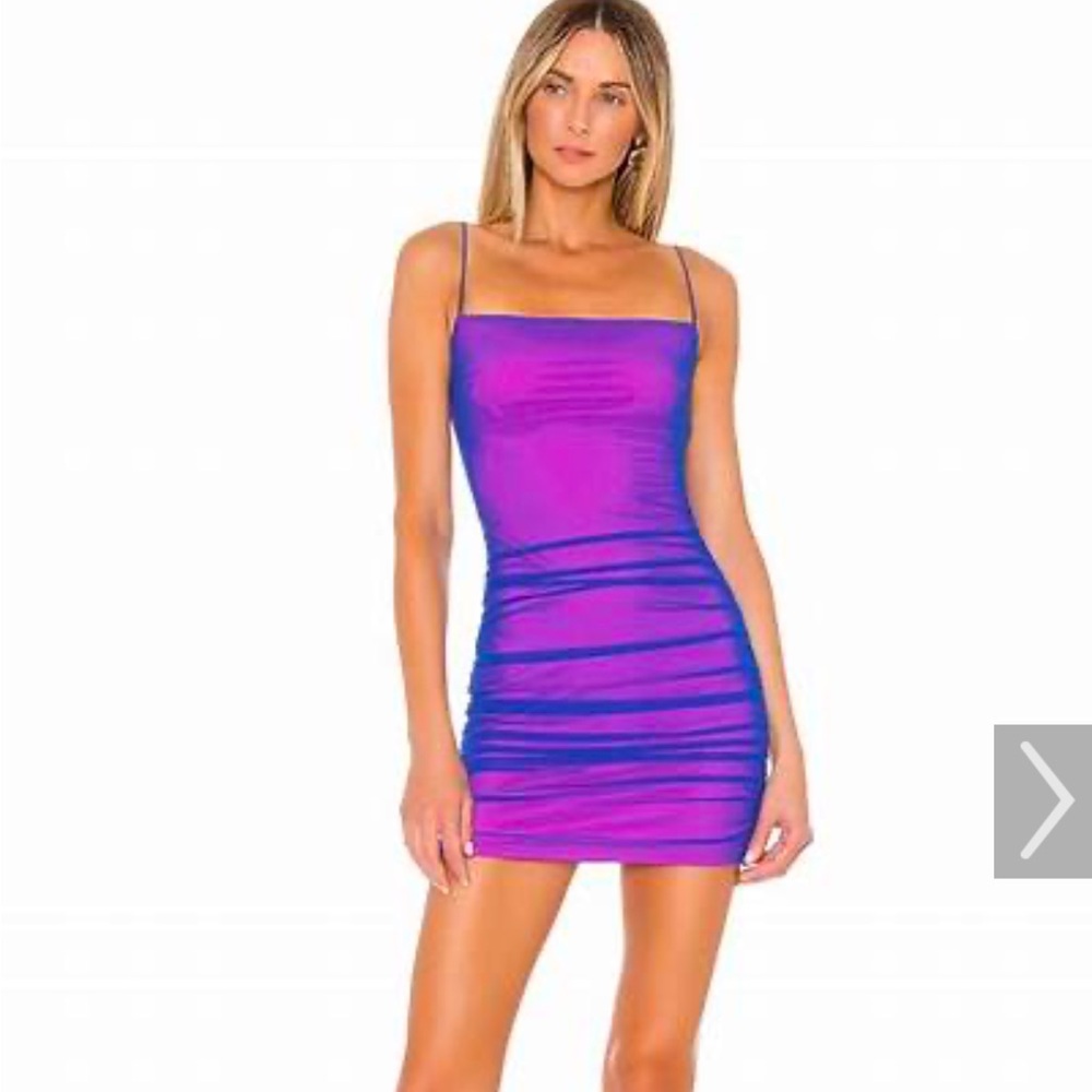 NWT Superdown Issa Mesh Mini Dress purple dress with pink lining